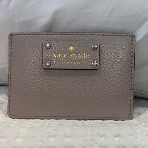 Kate Spade New York Wellesley Graham Leather Credit Card Case in Taupe